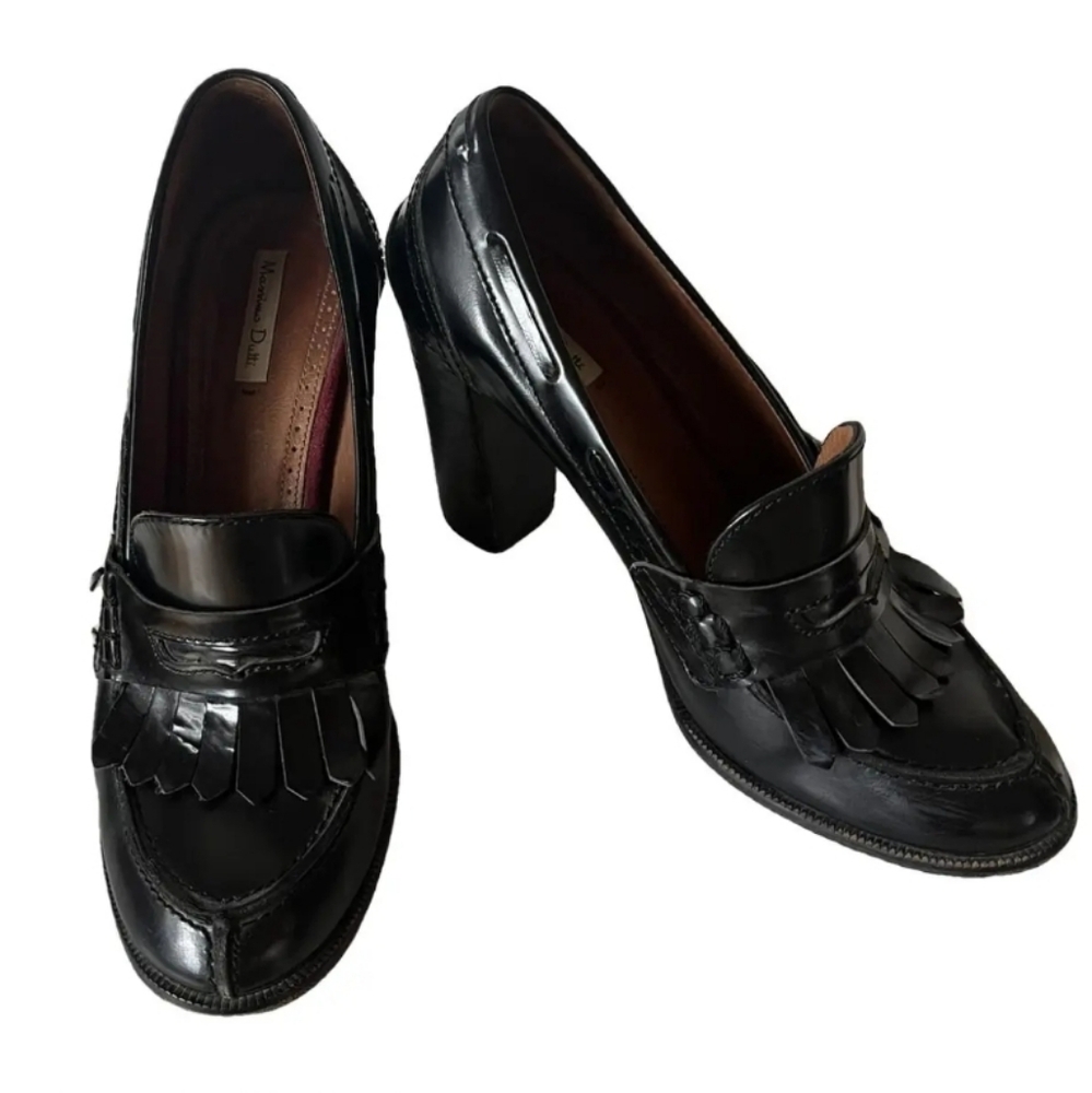 Massimo Dutti - Black Leather Heeled Loafers - Size 39 - Picture 10 of 10